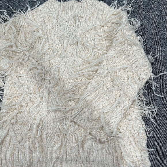 By Anthropologie Fringed Pullover Sweater, XXS petite - Picture 8 of 10